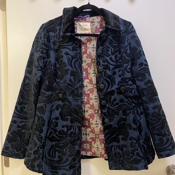 Free People Velvet Brocade Newsroom Coat - Picture 2 of 4
